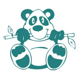 Funny Panda Eating Bamboo Decal (Turquoise)